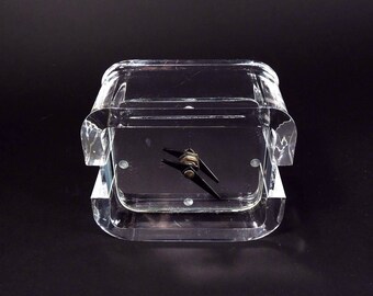 Vintage Mid Century Modern Signed Lucite Clock