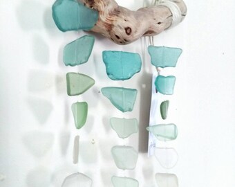 Tropical Ombré // Sea glass mobile// Teal, Cucumber & Pear Sea glass