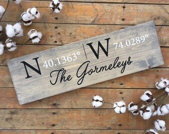 SEMI CUSTOM-Hand painted custom coordinate sign | wedding gift | anniversary gift | coordinates | custom painted wood sign