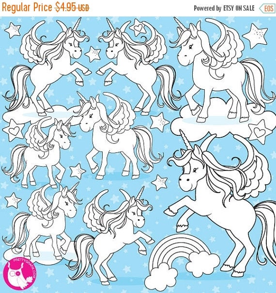 80% OFF SALE Unicorn digital stamp commercial use, vector graphics, digital stamp - DS775 Il_570xn