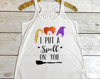 Hocus Pocus Shirt, I Put A Spell On You, Sanderson Sisters Glitter Shirt, Halloween Shirt, Women's Tee, Toddler Shirt, Youth Shirt