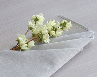 Set of 4 Cloth napkins Beige linen cotton napkins Reusable napkins Wedding table napkins 18 inch square