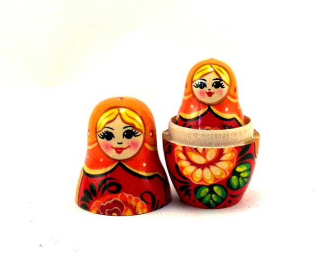 Nesting Dolls 6 pcs Russian matryoshka Babushka doll for kids set Wooden stacking authentic genuine toys Birthday gift for mom Red Flower