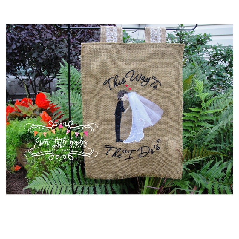 Burlap Wedding Garden Flag Personalized