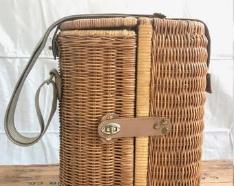Vintage Wine Lovers Wicker Picnic Basket