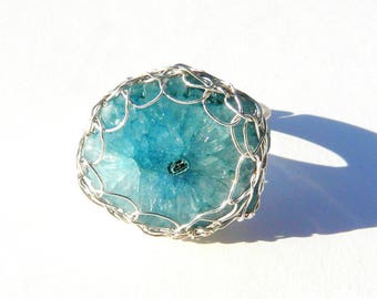Ring Quartz Sterling Silver 925 made in France blue color.