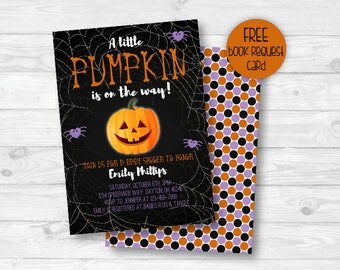 Halloween Baby Shower Invitation, Pumpkin Baby Shower Invitation, Gender Neutral, Fall Baby Shower Invite, Printable Invitation