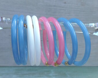 Buch & Deichmann Earrings, Clip-On Hoop Earrings, Pink Blue White, Vintage Danish Jewellery