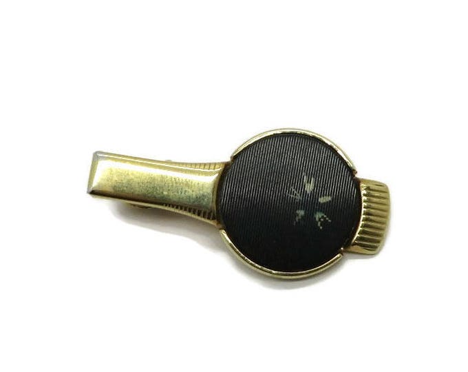 Anson Tie Clip, Vintage Men's Tie Clasp, Black and Gold Tie Bar, Star Tie Clip, Signed Anson Jewelry, Classic Tie Bar