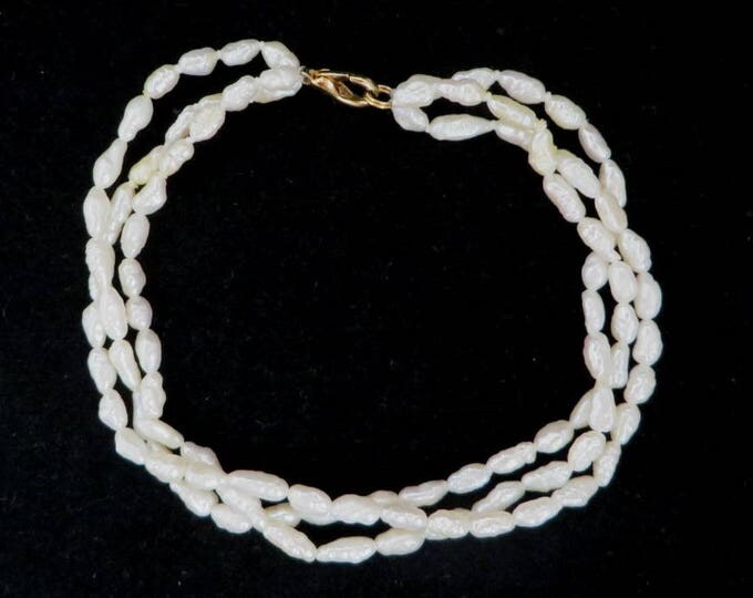 Vintage Pearl Bracelet - Multistrand Freshwater Pearl Bracelet, Gift for Her