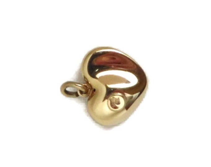 14K Gold Puffy Heart Pendant, Yellow Gold Estate Antique Heart Charm