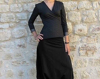 Black Sarrouel sweater fabric Cotton spandex