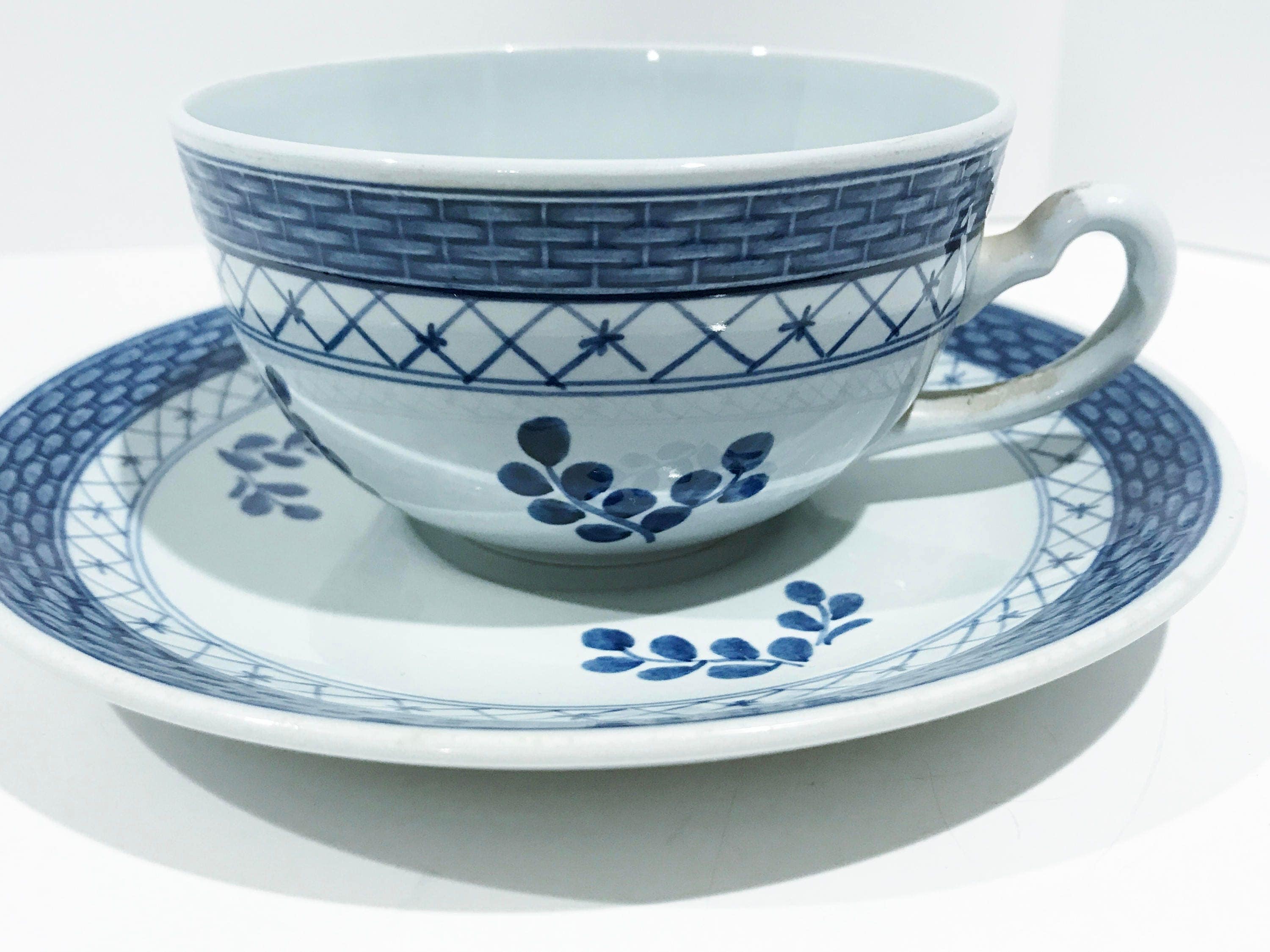 Royal Copenhagen Tea Cup and Saucer, Antique Tea Cups, Blue White China