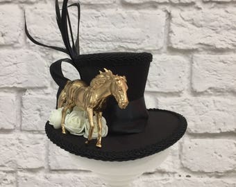 Horse Mini Top Hat, Horse Racing Hat, Horse Fascinator, Kentucky Derby Fascinator.