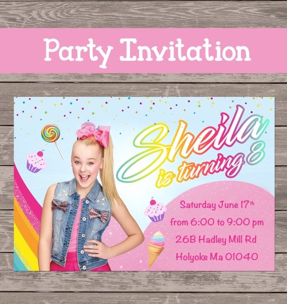 Jojo Siwa 12 party invitations prints