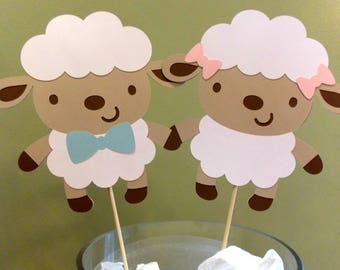 Baby Lamb Centerpiece Sticks/ Little Lamb Party/ Lamb Baby Shower Picks/ Girl Lamb Party/ Boy Lamb Party/ Baby Sheep Party Supplies/ Lambs