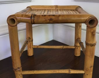 Vintage Mid Century/ Bohemain Bamboo Wicker/Rattan Plant Stand