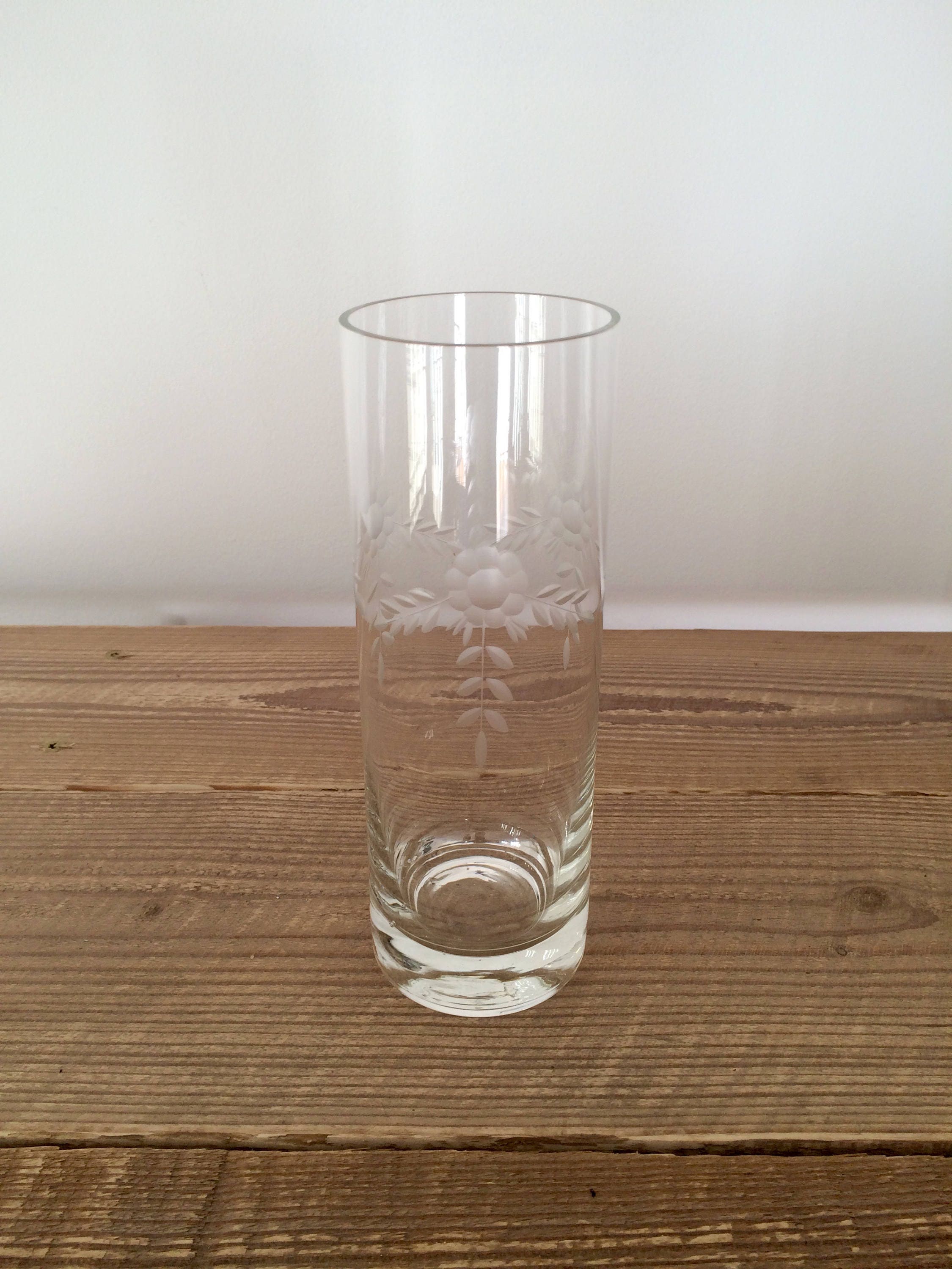 Vintage Etched Glass Vase