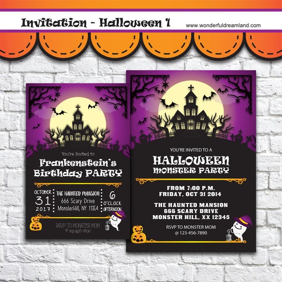 Halloween Invitation 1 PDF JPG DOC Instant Download