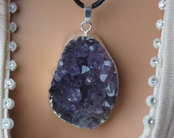 Amethyst Druzy Necklace for Wealth, Success,Clarity, Meditation, Peace,OCD, Intuition, Spirituality,Addiction, Acne, Fear,Anxiety and Grief!