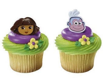 Dora the Explorer cupcake rings (24) party favor cake topper 2 dozen
