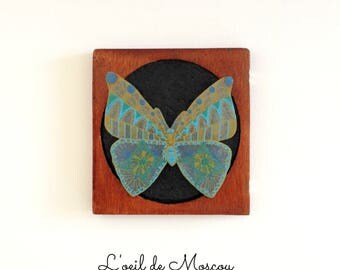 Butterfly on black chalkboard