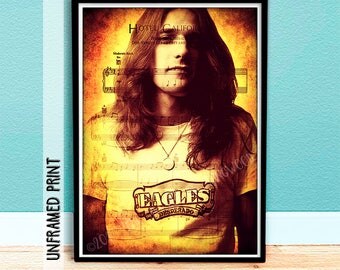 Glenn Frey Poster - Music Art - Christmas in July - Gift for Him - Gift for Her - Hotel California Sheet Music Page Art - The Eagles Band