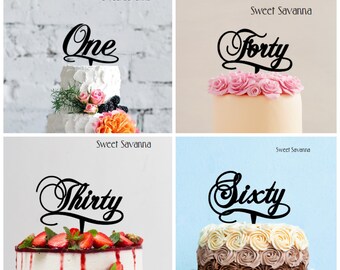 Number Cake Topper - birthday cake topper , Forty cake topper, Fifty cake topper, Fancy cake topper