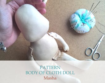 Body of cloth doll, pattern pdf, rag doll body, doll blank, doll sewing pattern, e-pattern, for beginner, textile doll, sewing tutorial,