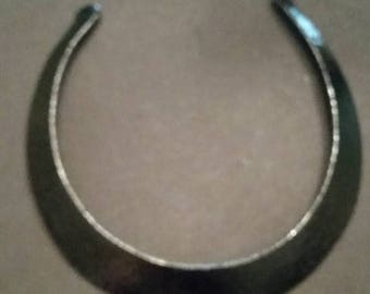 SALE Vintage Black Enamel Necklace Handmade Brass Choker Boho Jewelry