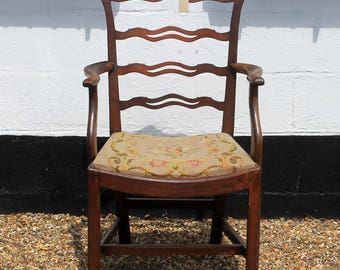 Victorian Antique Mahogany Ribbon Back Armchair