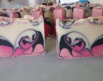 Black Raspberry Vanilla Soap - Cold Process Soap - Vegan Soap - Handmade Soap - Shea Butter Soap - Charcoal Soap - Bar Soap - BEST SELLER
