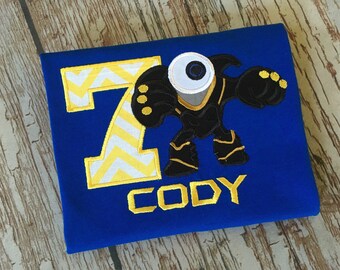 Custom embroidered skylanders birthday shirt