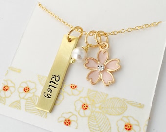 Personalized Name Necklace, Flower Necklace, Flower Girl Necklace, Gold Name Necklace, Custom Flower Girl Necklace