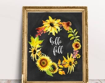 Fall Wall Art hello fall sign | etsy Fall Wall Art hello fall sign | etsy