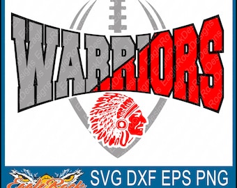 Warriors Edgy Football| SVG| DXF| EPS| Png| Cut File| Warriors| Mascot| Football| Dad| Silhouette| Cricut| Vector File| Digital Download