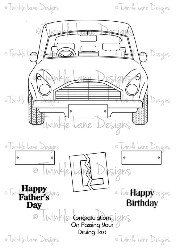 Car, Digi Stamp, Transport, Automobile, Digital Stamp, Fathers Day, Birthday, Adult Colouring, A5 Sheet, Driving, Car Clipart, L-Plate