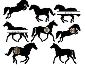 Horse svg files, Horse Monogram, Horse clipart, Horses Svg Cut Files, files for Silhouette, Files for Cricut, Horse silhouette, svg dxf eps.