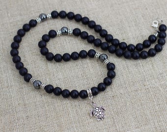 Spiritual gift-for-husband birthday gift-for-wife gift men Protection necklace Turtle necklace Black necklace Turtle jewelry Reiki necklace