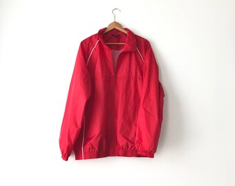 MINIMAL NIKE WINDBREAKER // 90s // Large // Nike Jacket // Nike Windbreaker / 90s Nike // Red Windbreaker // Light jacket // 90s Nike