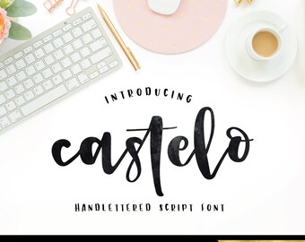 Castelo Script Font + 5 Premade Branding Kits / Calligraphy Font / Modern Calligraphy / Digital Font / Wedding Font / Invitation Font