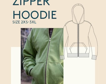 Men's digital pdf zipper hoodie patternMens PDF sewing