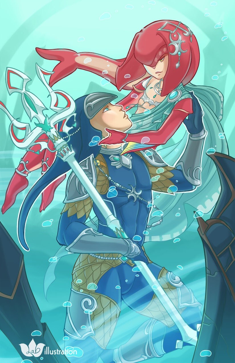 Mipha and Link Breath of the Wild Print 13 x 19