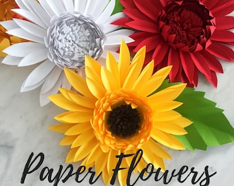 Paper gerbera daisy template | paper flower template | paper flower backdrop | flower backdrop DIY | chrysanthemum template | paper flower