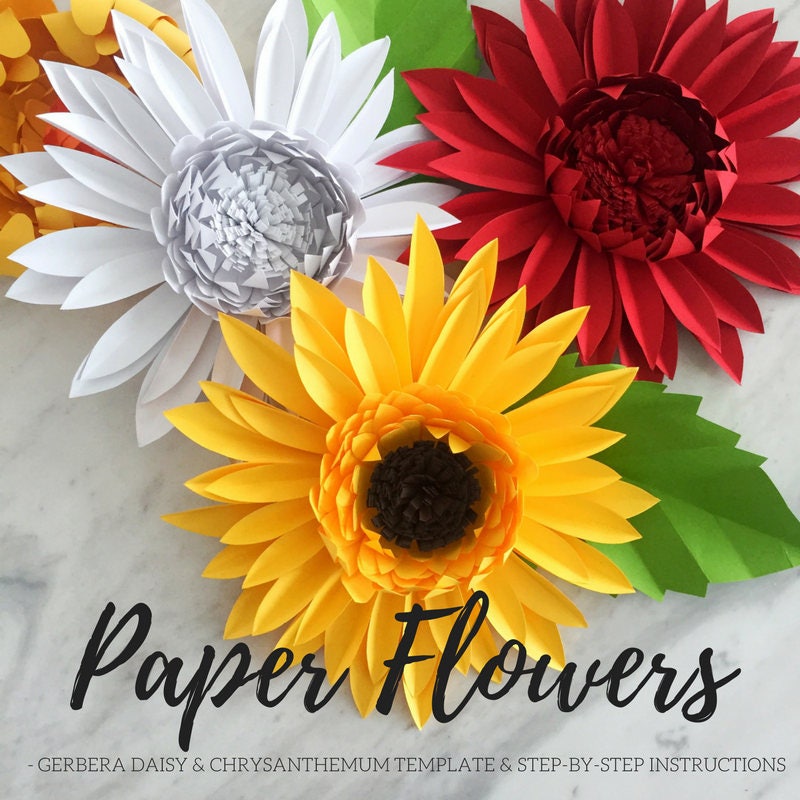 Download Paper flower template Paper daisy template giant paper