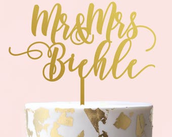 Mr & Mrs Custom Name Cake Topper