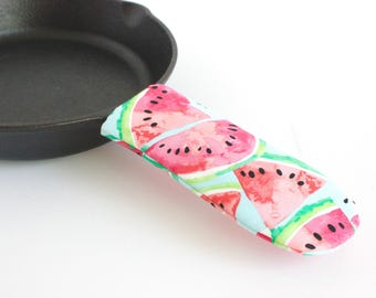 Cast Iron Skillet Hot Handle Holder - Summer Time - Watermelon Fabric Print