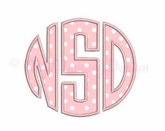 Circle Monogram Applique Font - Machine Embroidery Font Design - INSTANT DOWNLOAD 3" 4" 5" sizes pes hus jef vip vp3 xxx dst exp
