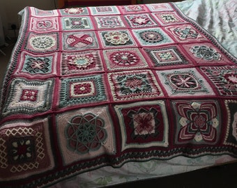 Nuts about squares blanket / throw / afghan - cherry blossom
