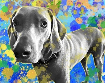 Dog portrait custom, Pop art style dog portrait, Quirky pet portrait, Funny dog portrait, Gift for pet lovert, Dog portrait from photo